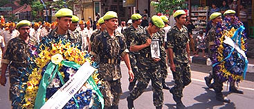 Balinese Funeral in Ubud soldiers