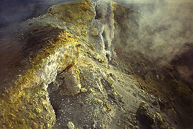 Volcano Mount Batur Bali sulpher