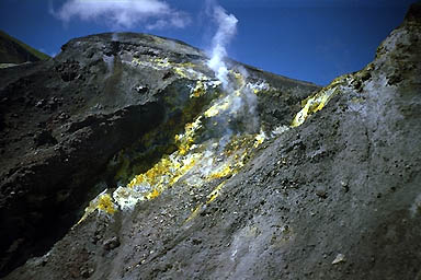 Volcano Mount Batur Bali sulpher 
